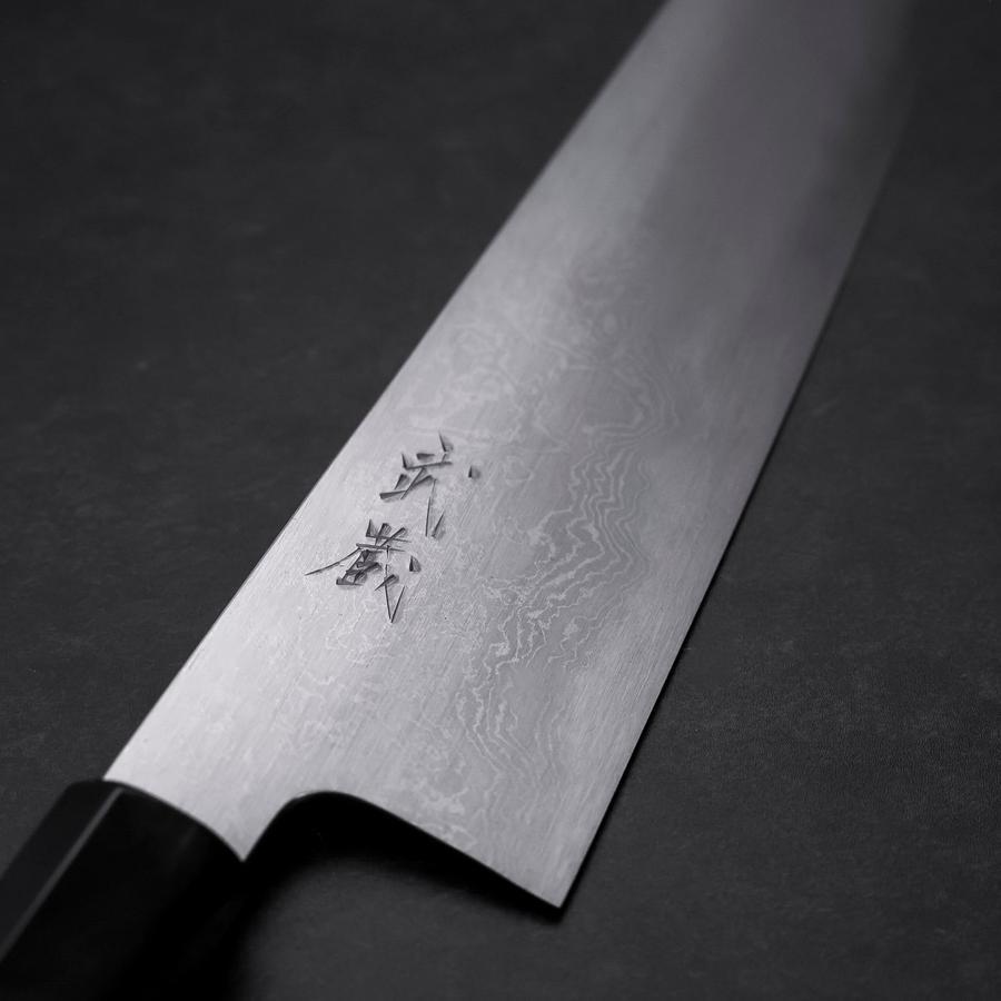 牛刀 青紙1号 墨流し 黒檀水牛柄 240mm – MUSASHI