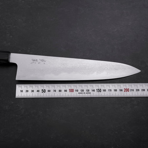Gyuto Blue Steel #1 Suminagashi Buffalo Ebony Handle 240mm (9.4”)-[Musashi]-[Japanese-Kitchen-Knives]