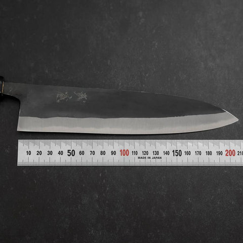Gyuto Blue Steel #2 Kurouchi Buffalo Ebony Handle 210mm (8.3”)-[Musashi]-[Japanese-Kitchen-Knives]