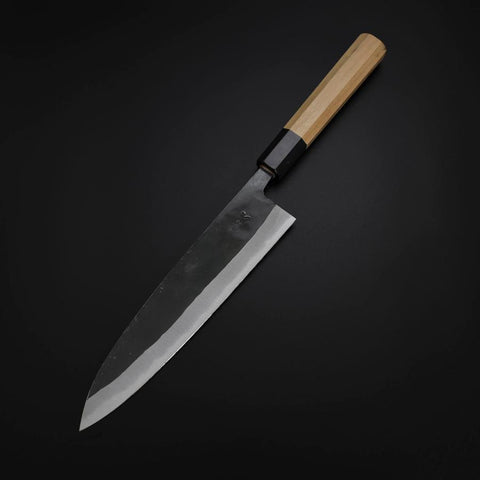 Gyuto Blue Steel #2 Kurouchi Buffalo Magnolia Handle 210mm (8.3”)-[Musashi]-[Japanese-Kitchen-Knives]