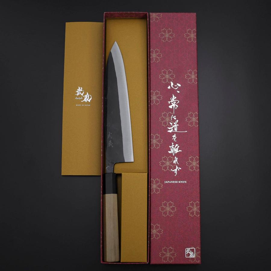 牛刀 青紙2号 黒打 水牛朴木柄 210mm – MUSASHI