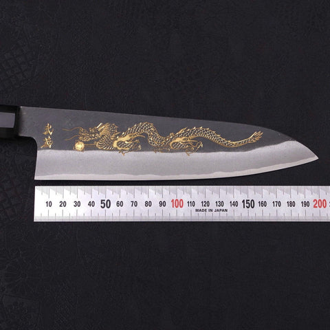 Gyuto Blue Steel #2 Kurouchi Chokin Dragon Buffalo Ebony Handle 210mm (8.3”)-[Musashi]-[Japanese-Kitchen-Knives]