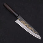 Gyuto Blue Steel #2 Kurouchi Chokin Dragon Buffalo Ebony Handle 210mm (8.3”)-[Musashi]-[Japanese-Kitchen-Knives]