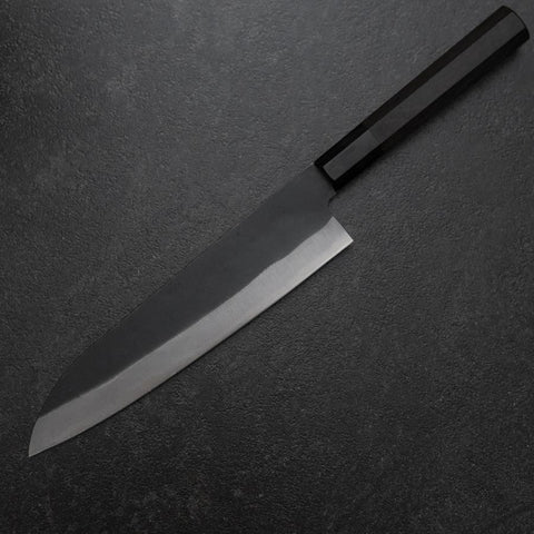 Gyuto Blue Steel #2 Kurouchi Chokin Dragon Buffalo Ebony Handle 210mm (Asamura)-[Musashi]-[Japanese-Kitchen-Knives]