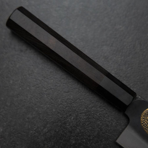 Gyuto Blue Steel #2 Kurouchi Chokin Dragon Buffalo Ebony Handle 210mm (Asamura)-[Musashi]-[Japanese-Kitchen-Knives]