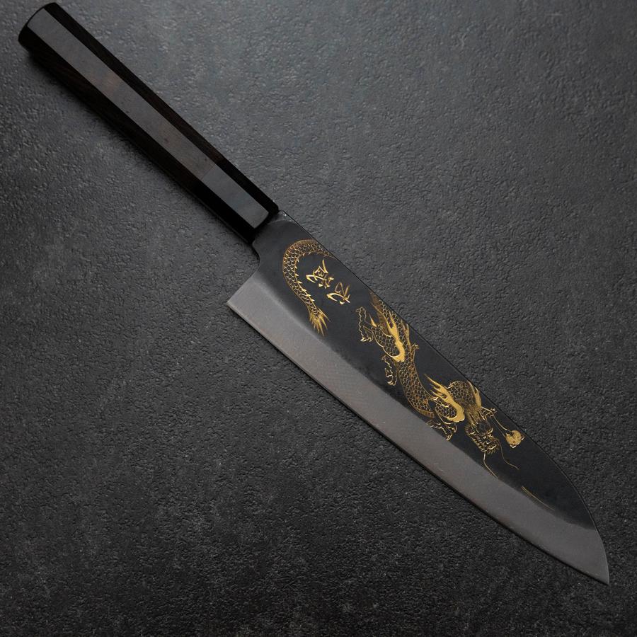 Gyuto Blue Steel #2 Kurouchi Chokin Dragon Buffalo Ebony Handle