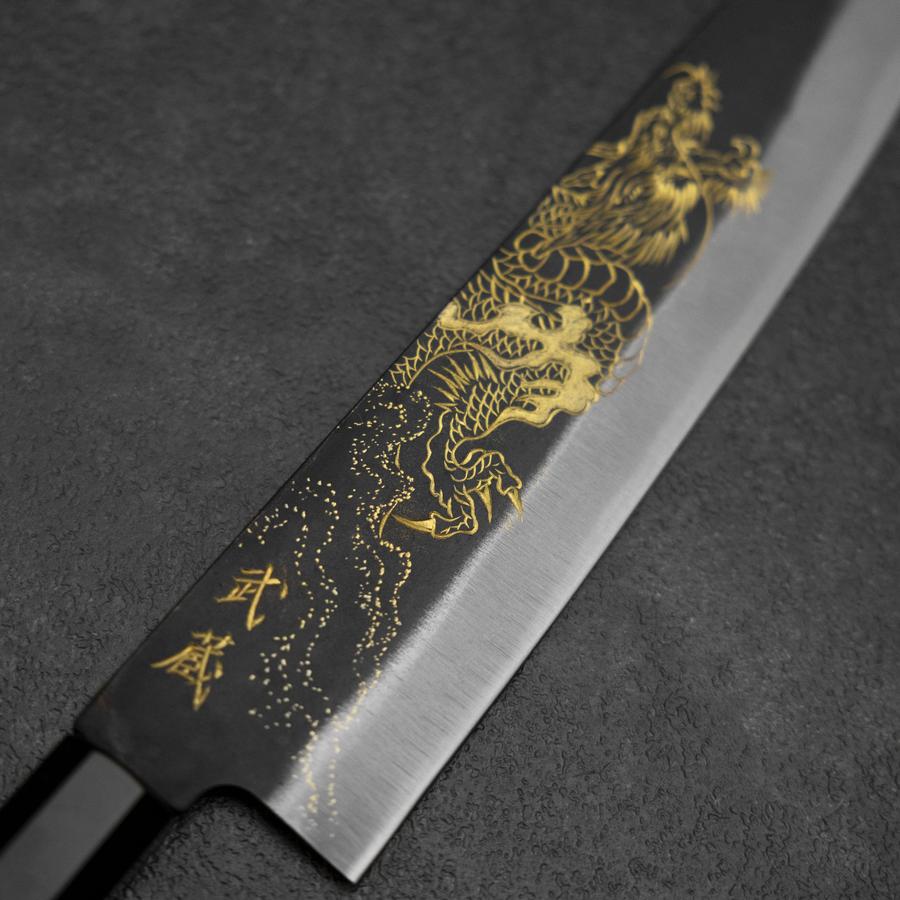 misaki takeuchi feve　ドラゴン Gyuto Blue Steel #2 Kurouchi Chokin Dragon Buffalo Ebony Handle