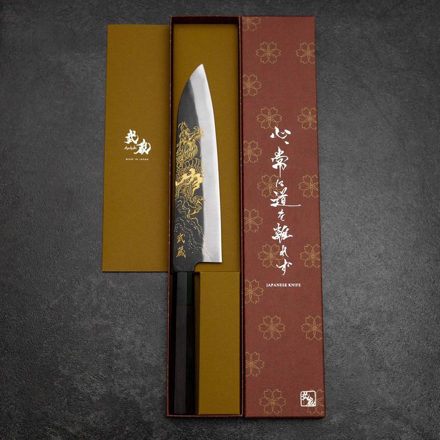 Gyuto Blue Steel #2 Kurouchi Chokin Dragon Buffalo Ebony Handle