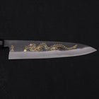 Gyuto Blue Steel #2 Kurouchi Chokin Dragon Buffalo Ebony Handle 240mm (9.4”)-[Musashi]-[Japanese-Kitchen-Knives]