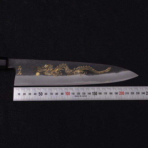 Gyuto Blue Steel #2 Kurouchi Chokin Dragon Buffalo Ebony Handle 240mm (9.4”)-[Musashi]-[Japanese-Kitchen-Knives]