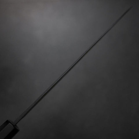 Gyuto Blue Steel #2 Kurouchi Chokin Sakura-Fuji Buffalo Ebony Handle 210mm (Asamura)-[Musashi]-[Japanese-Kitchen-Knives]