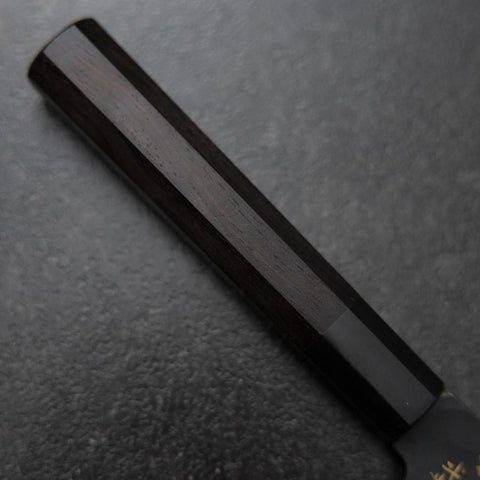 Gyuto Blue Steel #2 Kurouchi Chokin Sakura-Fuji Buffalo Ebony Handle 210mm (Asamura)-[Musashi]-[Japanese-Kitchen-Knives]