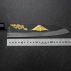 Gyuto Blue Steel #2 Kurouchi Chokin Sakura-Fuji Buffalo Ebony Handle 210mm (Asamura)-[Musashi]-[Japanese-Kitchen-Knives]