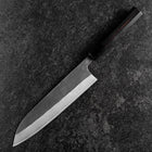 Gyuto Blue Steel #2 Kurouchi Chokin Samurai Full Moon Buffalo Ebony Handle 210mm (Asamura) (8.3”)-[Musashi]-[Japanese-Kitchen-Knives]