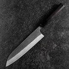 Gyuto Blue Steel #2 Kurouchi Chokin Samurai Full Moon Buffalo Ebony Handle 210mm (Asamura)-[Musashi]-[Japanese-Kitchen-Knives]