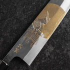 Gyuto Blue Steel #2 Kurouchi Chokin Samurai Full Moon Buffalo Ebony Handle 210mm (Asamura)-[Musashi]-[Japanese-Kitchen-Knives]