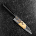Gyuto Blue Steel #2 Kurouchi Chokin Samurai Full Moon Buffalo Ebony Handle 210mm (Asamura)-[Musashi]-[Japanese-Kitchen-Knives]