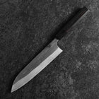 Gyuto Blue Steel #2 Kurouchi Chokin Samurai New-Moon Buffalo Ebony Handle 210mm (Asamura) (8.3”)-[Musashi]-[Japanese-Kitchen-Knives]