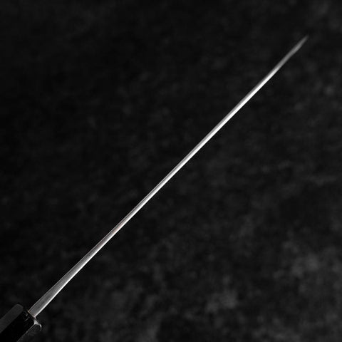 Gyuto Blue Steel #2 Kurouchi Chokin Samurai New-Moon Buffalo Ebony Handle 210mm (Asamura) (8.3”)-[Musashi]-[Japanese-Kitchen-Knives]