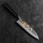 Gyuto Blue Steel #2 Kurouchi Chokin Samurai New-Moon Buffalo Ebony Handle 210mm (Asamura) (8.3”)-[Musashi]-[Japanese-Kitchen-Knives]