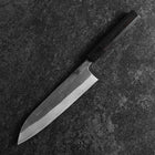 Gyuto Blue Steel #2 Kurouchi Chokin Samurai New-Moon Buffalo Ebony Handle 210mm (Asamura)-[Musashi]-[Japanese-Kitchen-Knives]