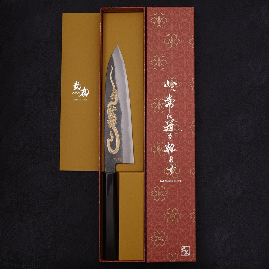 牛刀 青紙2号 黒打 蛇-桜 黒檀水牛柄 210mm – MUSASHI