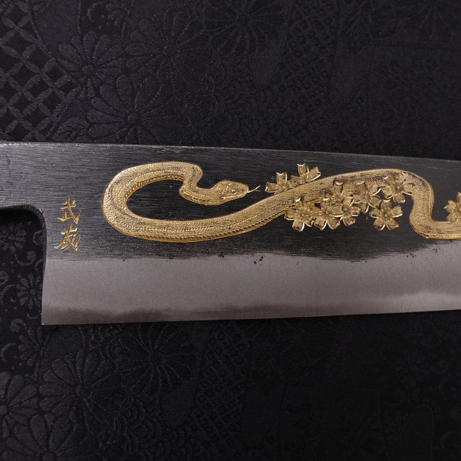 牛刀 青紙2号 黒打 蛇-桜 黒檀水牛柄 210mm – MUSASHI