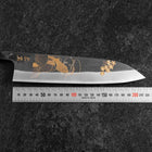 Gyuto Blue Steel #2 Kurouchi Chokin Ukiyo-E Buffalo Ebony Handle 210mm (Asamura) (8.3”)-[Musashi]-[Japanese-Kitchen-Knives]