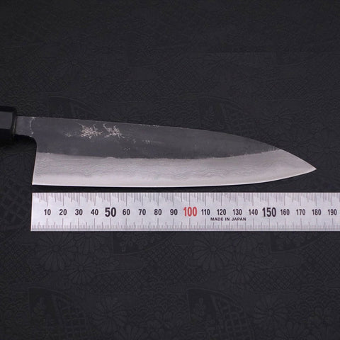 Gyuto Blue Steel #2 Kurouchi Damascus Buffalo Ebony Handle 180mm (7”)-[Musashi]-[Japanese-Kitchen-Knives]