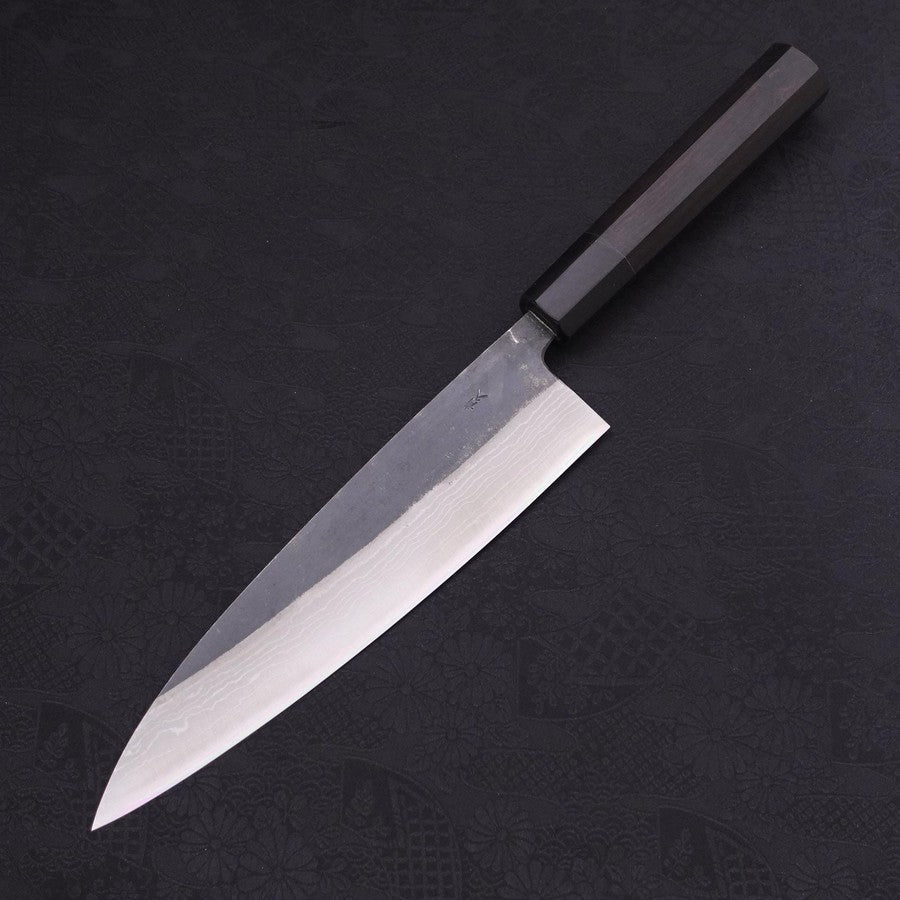 青紙２号 黒打ダマスカス 牛刀包丁 220㎜ G9404 焼栗柄 1点物 月光作 牛刀 青紙2号 黒打 ダマスカス 黒檀水牛柄 210mm – MUSASHI