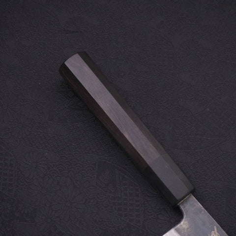 Gyuto Blue Steel #2 Kurouchi Damascus Buffalo Ebony Handle 210mm (8.3”)-[Musashi]-[Japanese-Kitchen-Knives]