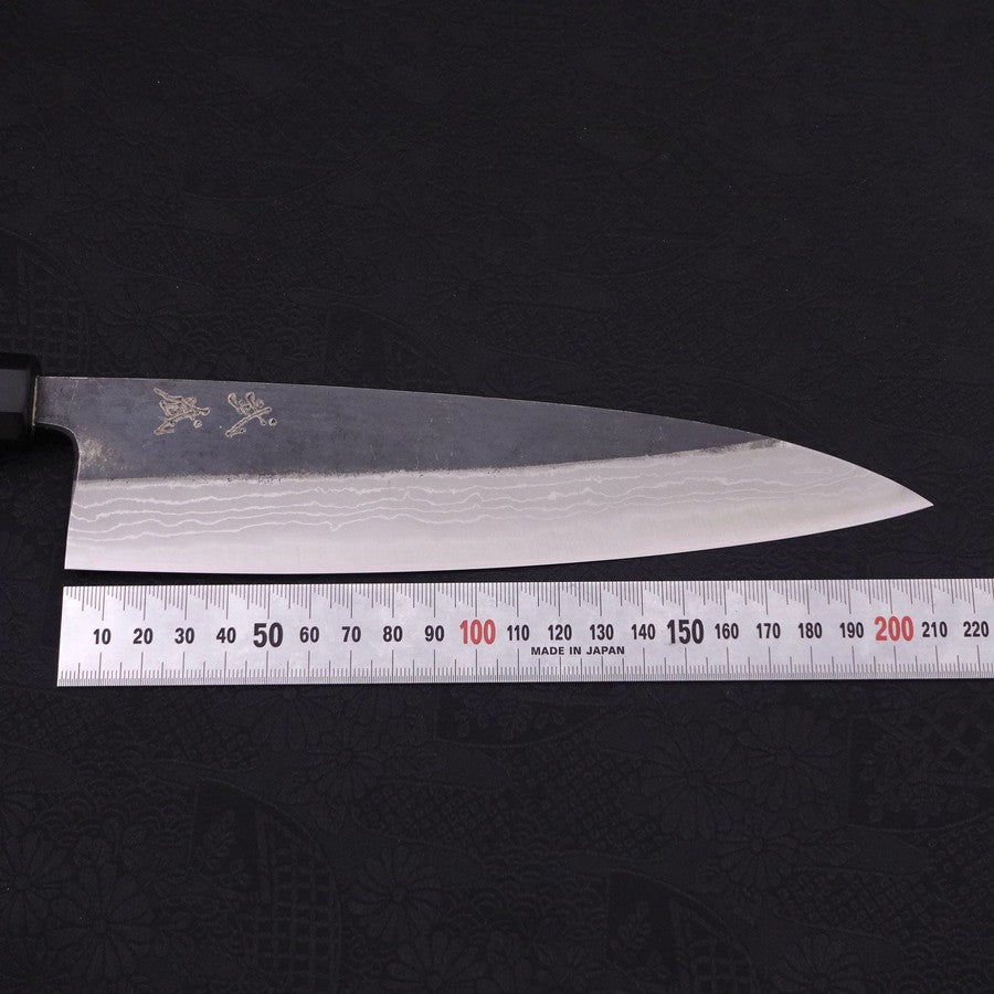 青紙２号 黒打ダマスカス 牛刀包丁 220㎜ G9404 焼栗柄 1点物 月光作 牛刀 青紙2号 黒打 ダマスカス 黒檀水牛柄 210mm – MUSASHI