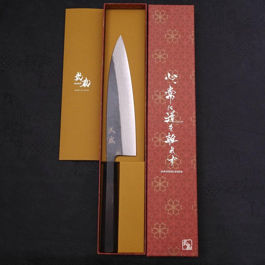 牛刀 青紙2号 黒打 ダマスカス 黒檀水牛柄 210mm – MUSASHI