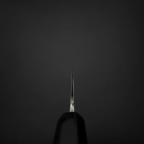 Gyuto Blue Steel #2 Kurouchi Stainless Clad Chokin Sakura-Fuji Buffalo Ebony Handle 210mm-[Musashi]-[Japanese-Kitchen-Knives]