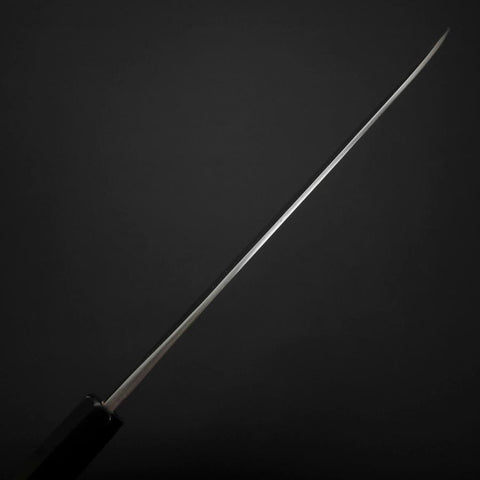 Gyuto Blue Steel #2 Kurouchi Stainless Clad Chokin Sakura-Fuji Buffalo Ebony Handle 210mm-[Musashi]-[Japanese-Kitchen-Knives]