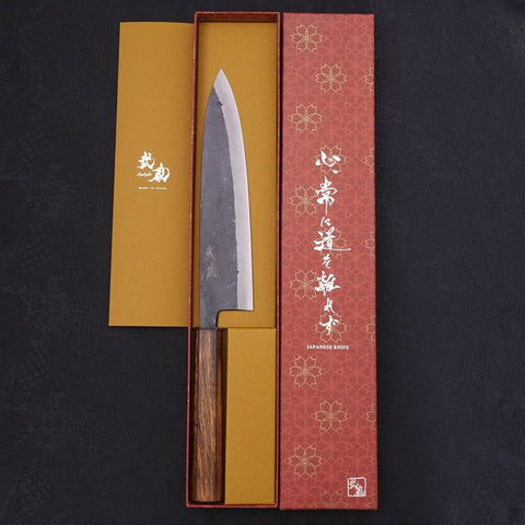Gyuto Blue Steel #2 Kurouchi Sumi Urushi Handle 210mm (8.3”)-[Musashi]-[Japanese-Kitchen-Knives]