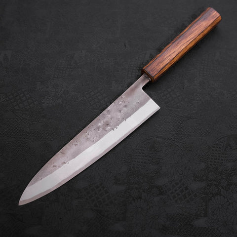 Gyuto Blue Steel #2 Nashiji Stainless Clad Sumi Urushi Handle 210mm (8.3”)-[Musashi]-[Japanese-Kitchen-Knives]