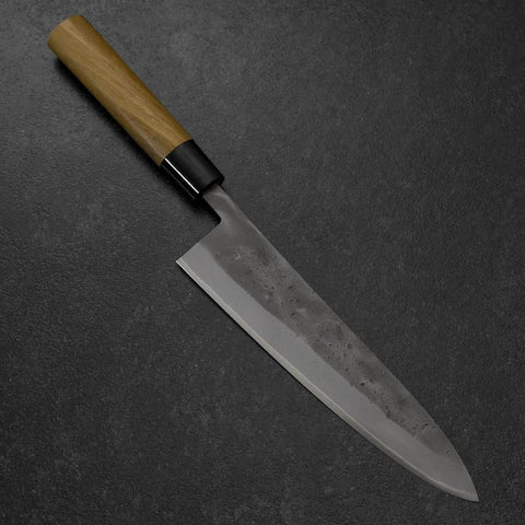 Gyuto Blue Steel #2 Nashiji Stainless Clad Yew Handle 210mm (8.3”)-[Musashi]-[Japanese-Kitchen-Knives]