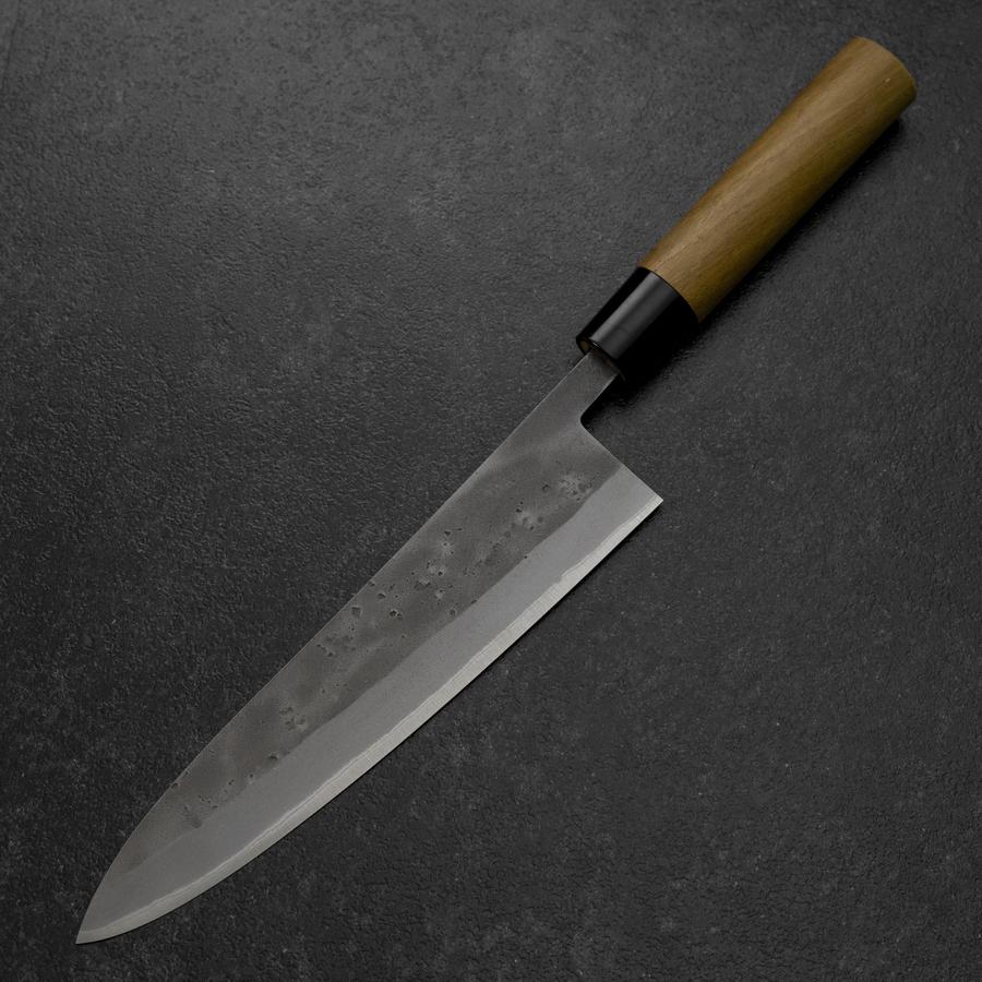 Gyuto Blue Steel #2 Nashiji Stainless Clad Yew Handle 210mm-[Musashi]-[Japanese-Kitchen-Knives]