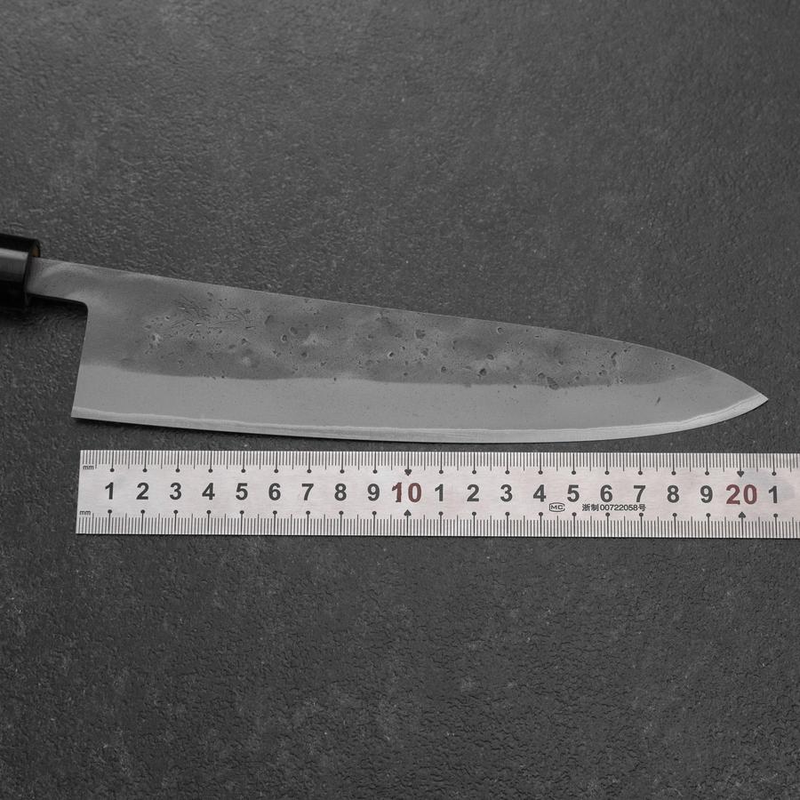 Gyuto Blue Steel #2 Nashiji Stainless Clad Yew Handle 210mm-[Musashi]-[Japanese-Kitchen-Knives]