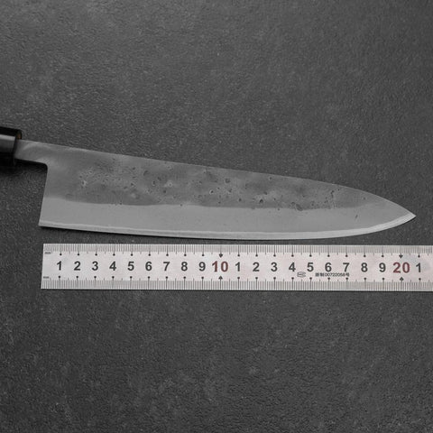 Gyuto Blue Steel #2 Nashiji Stainless Clad Yew Handle 210mm-[Musashi]-[Japanese-Kitchen-Knives]