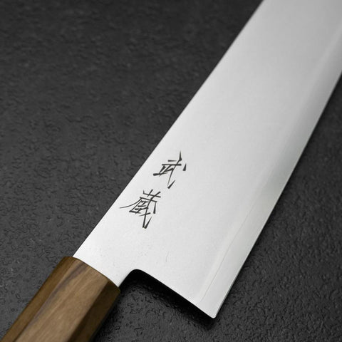 Gyuto Blue Steel #2 Polished Olive Handle 210mm-[Musashi]-[Japanese-Kitchen-Knives]
