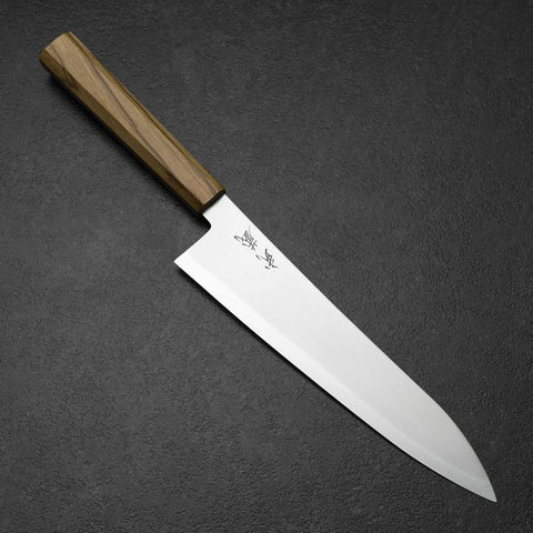 Gyuto Blue Steel #2 Polished Olive Handle 210mm-[Musashi]-[Japanese-Kitchen-Knives]