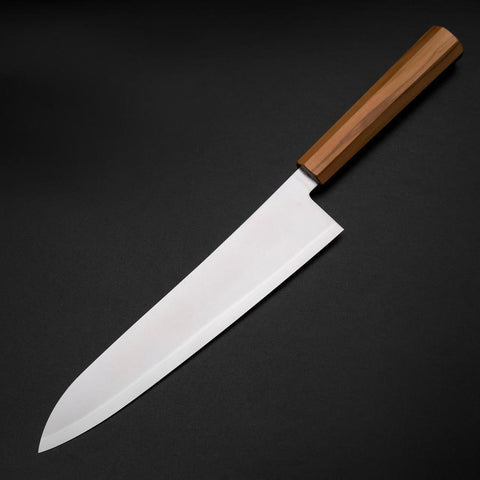 Gyuto Blue Steel #2 Polished Olive Handle 240mm (9.4”)-[Musashi]-[Japanese-Kitchen-Knives]