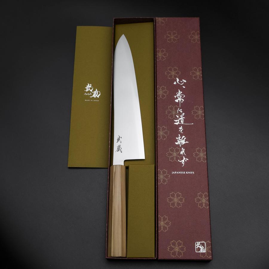 牛刀 青紙2号 彫金 黒打 桜富士 黒檀水牛柄 210mm – MUSASHI
