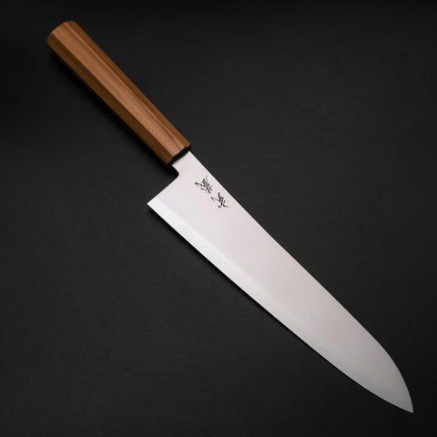 Gyuto Blue Steel #2 Polished Olive Handle 240mm (9.4”)-[Musashi]-[Japanese-Kitchen-Knives]