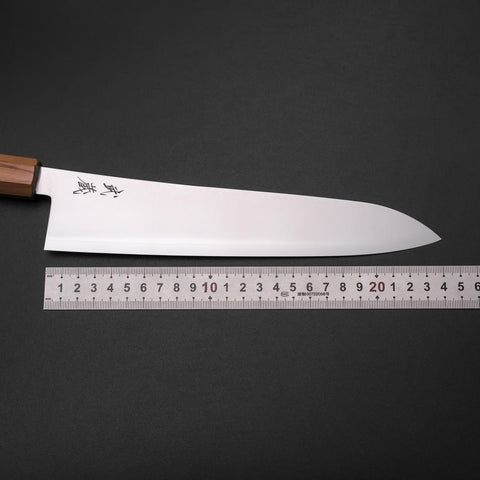 Gyuto Blue Steel #2 Polished Olive Handle 240mm-[Musashi]-[Japanese-Kitchen-Knives]