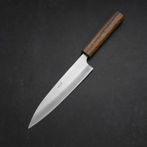 Gyuto Blue Steel #2 Stainless Clad Polished Oak Handle 165mm (6.5”)-[Musashi]-[Japanese-Kitchen-Knives]