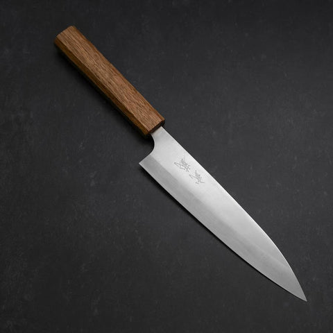 Gyuto Blue Steel #2 Stainless Clad Polished Oak Handle 165mm (6.5”)-[Musashi]-[Japanese-Kitchen-Knives]