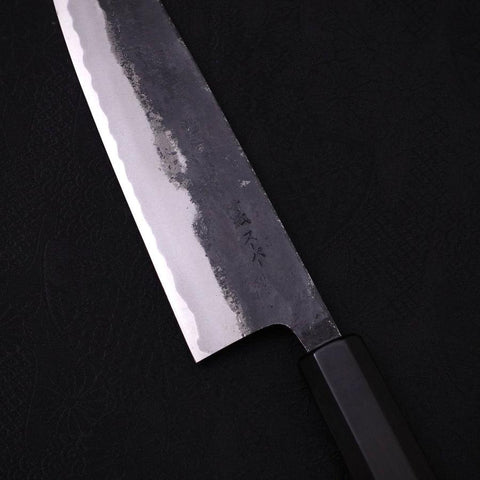 Gyuto Blue Super Kurouchi Buffalo Ebony Handle 180mm (7”)-[Musashi]-[Japanese-Kitchen-Knives]